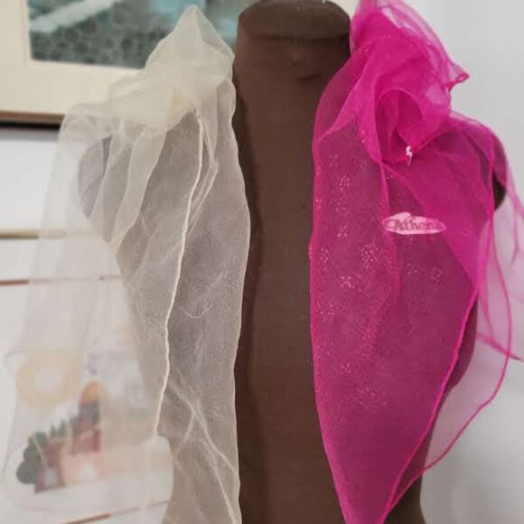 Pink and Cream See-through Scarves - Picture 2 of 2